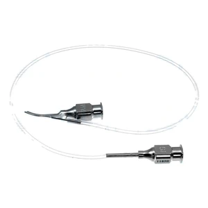 Simcoe irrigation-aspiration cannula 23 gauge thin-wall curved 0.3mm aspiration through top por – surgivalley (011040008)