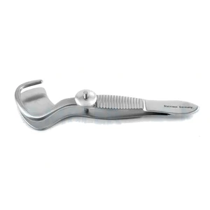 Snellen entropium forceps small size right 28.0mm solid lower plate, locking thumb screw flat handle