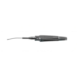 Snyder-Osher IOL removal forceps curved shaft 0.7mm diameter straight serrated, grasping tips flat squeeze handle – surgivalley (001213547)