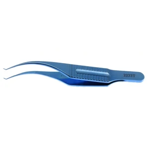 Troutman-Barraquer Colibri角膜镊 2 7/8英寸 0.3mm 1x2齿 45º角 6.0mm打结平台 平柄 钛合金