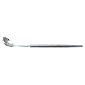 Wells Enukleationslöffel 5 3/4 21,0 mm breiter gebogener Löffel mit 5,0 mm x 10,0 mm Kerbe flach glatt H 10,0 cm (4")