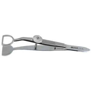 Wies chalazion forceps 15.0mm solid lower plate 9.0mm x 12.0mm open serrated upper plate, locking thumb screw flat handle – surgivalley (001213140)