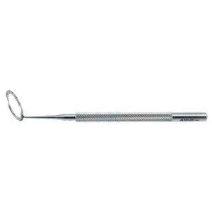 Medidor de graus Zaldivar 4 1/4" diâmetro interno de 13.0mm, diâmetro externo de 17.0mm, mede 0-180º em incrementos de 10º, dentes de fixação atraumáticos superiores, cabo redondo