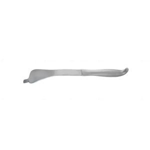 Aufranc cobra retractor 12 40.0mm wide blade, cross-serrated blunt tip, grip handle