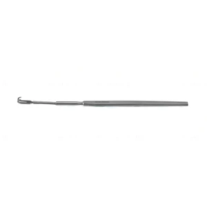 Retractor/nivel de glenoides Kolbel 11 3/4" fuertemente curvo, 1 púa, hoja ancha de 15,0 mm, mango plano