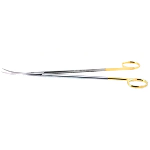 Gorney facelift (Rhytidectomy) scissors 9 curved beveled TC blades, semi-sharp edges micro serrated lower blade blunt tips gold ring handle – surgivalley (002211170)