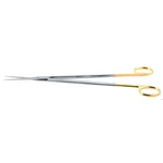 Gorney facelift (Rhytidectomy) scissors 9 straight beveled TC blades, semi-sharp edges micro serrated lower blade blunt tips gold ring handle