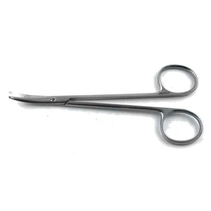 Knapp strabismus-sakse 4 1/2" stærkt buede 25.0mm blade, stumpe spidser, ringhåndtag – surgivalley (002211150)