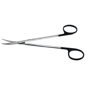 Tijeras de disección Ragnell 6" curvas, hojas Superior-Cut, hoja inferior microdentada, puntas romas aplanadas, mango de anillas negro – surgivalley (002211159)