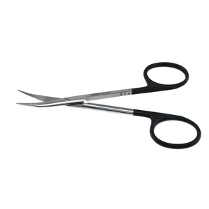 Tijeras de tenotomía Stevens 4 1/2" curvas con hojas Superior-Cut, hoja inferior microdentada, puntas romas y mango de anillas negras – surgivalley (002211608)