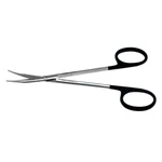 Stevens tenotomy scissors 5 curved Superior-Cut blades micro serrated lower blade blunt tips black ring handle
