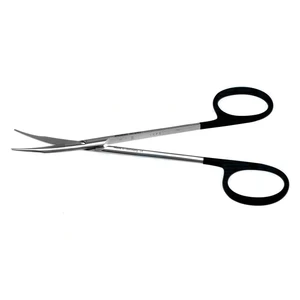 Tijeras de tenotomía Stevens de 5" curvas, hojas Superior-Cut microdentadas en la parte inferior, puntas romas, mango de anillas negro – surgivalley (002211148)