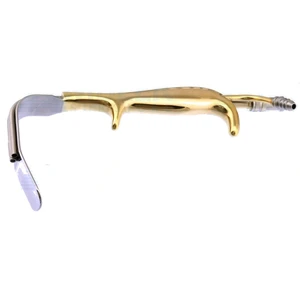 Tebbetts-style breast retractor 90mm long x 24mm wide blade smooth end with fiberoptics and suction