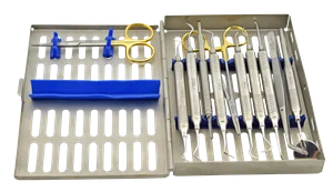 Kit de Instrumentos para Cirurgia de Tecidos Moles com 12 Peças e Cassete Grande para Odontologia – surgivalley (090010092)