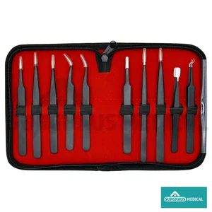 Anti-Static Eyelash Extension Tweezers with Case Set of 10