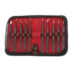 Precision Tweezers with Carrying Case Set of 10 (090210953)
