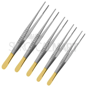 DeBakey Atraumatic Tissue Forceps Set of 5 (2mm Tip, Gold Handle) 6 to 12 Set (090211069)