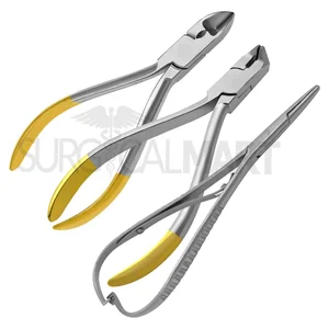 TC Orthodontic Pliers & Mathieu Needle Holder Set of 3 (Hard Wire & Distal End Cutter) Set