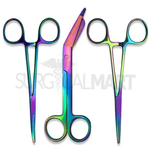 Rainbow Hemostats & Bandage Scissor Set of 3 (5.5) Titanium Coated Set (090211105)