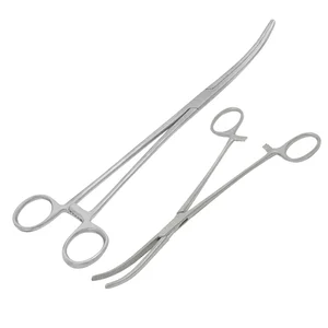 Deep Surgical Hemostat Clamps Curved Set of 2 (8 + 10) Ratchet Locking Set (090211106)