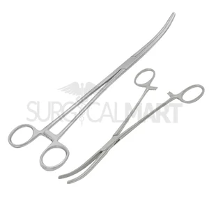 Extra-Long Surgical Hemostat Clamps Curved Set of 2 (8 + 12) Deep Pelvic Set (090211108)