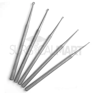 Buck Otology & ENT Ear Wax Curettes 6.5 Straight Sharp Set of 5 (Sizes "#00 to "#3) Set (090211138)