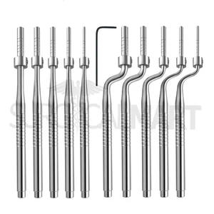 Conjunto de Osteotomas para Elevación de Seno Maxilar Dental con Punta Cóncava Rectos y Angulados con Topes L-Key Set de 10