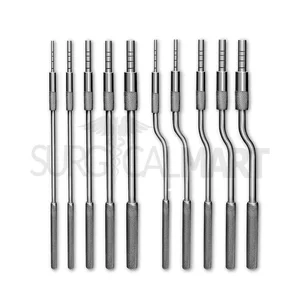 Conjunto de Osteotomas para Elevación Sinusal Dental con Tope de Tornillo Ajustable y Punta Cóncava Set de 10