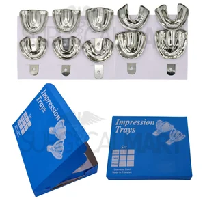 Solid Edentulous Dental Impression Trays Upper & Lower Denture Set of 10 (090211153)