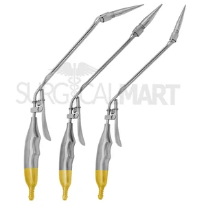 Hemorrhoid Suction Ligator Angled Up," Down and Straight w/Gold Handle Set o