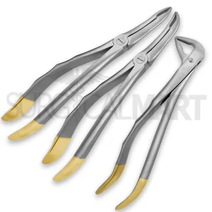 Set de Forceps de Extracción de Raíces T/C "#845 "#849 "#859 Mango Dorado Diamantado S