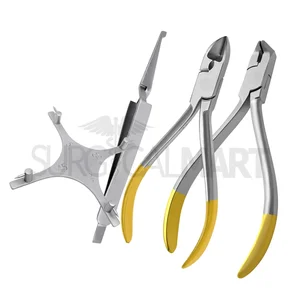 Ortho of 4 Hard Wire Cutter Distal End Cutter Bracket Holding Tweezers Gauge Surgical Instrumen Set