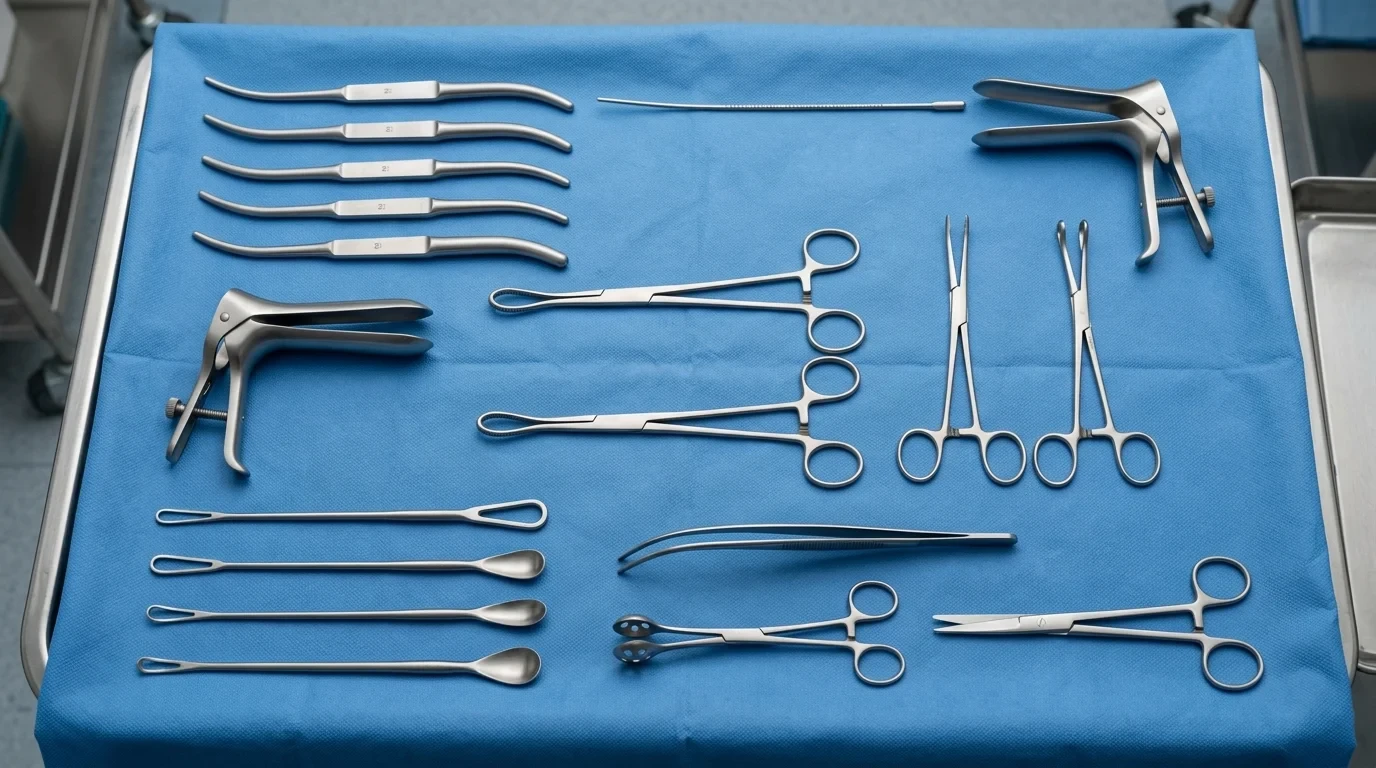 Dilatation and Curettage Gynecology Instruments Set (18-Piece Set, 11 Types)