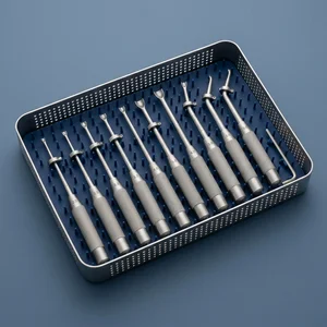 Set de Osteotomas para Elevación de Seno Maxilar 10 Pcs Punta Cóncava Recto & Angulado con Topes L-Key