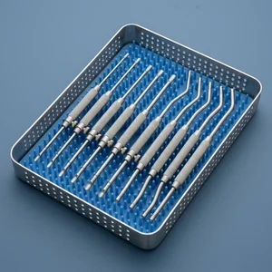 Set de Osteotomas Sinusales 10 Pcs Recto+Angulado Tornillo Ajustable Punta Cóncava