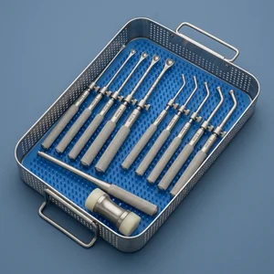 Conjunto de Osteotomos Sinusales y Mazo Mead de 11 Piezas Recto+Angulado Cóncavo