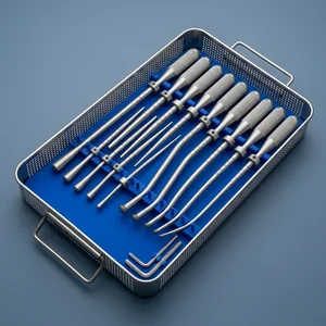 Conjunto de 12 Piezas de Osteotomos de Expansión Ósea Rectos+Angulados Convexos con Topes L-Key