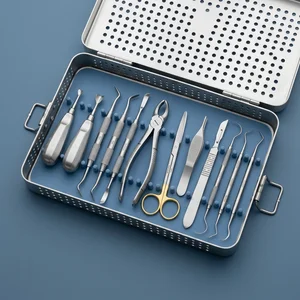 12 Pcs Small Animal Dental Extraction Set with Sterilization Cassette