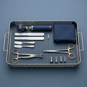 Fiber Optic Mini Otoscope Set - Navy Blue (13-Piece Set, 5 Types)