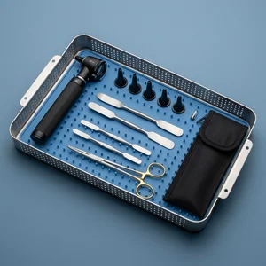 Mini Fiber Optic Otoscope Set - Black (13-Piece Set, 5 Types)