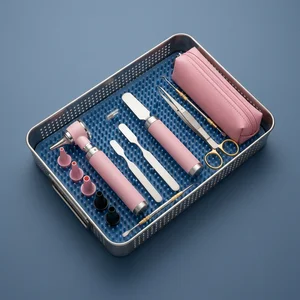 Mini Fiber Optic Otoscope Set - Pink (13-Piece Set, 5 Types)