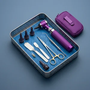 Mini Fiber Optic Otoscope Set - Purple (13-Piece Set, 5 Types)