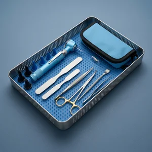 Mini Fiber Optic Otoscope Set - Sky Blue (13-Piece Set, 5 Types)