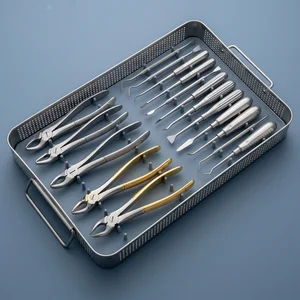 17 Pcs Oral Dental Root Surgery Extracting Elevators Forceps Kit Set (090212023)