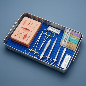 Suture Practice Kit with Pad for Medical Veterinary Students (19-Piece Set, 17 Types)