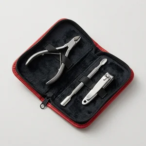3 Pcs Manicure Set with Red Carrying Case