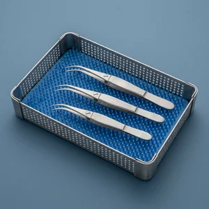 3 Pcs Splinter Forceps Set 3.5in, 4.5in, 5in Curved Serrated Tips (090212102)