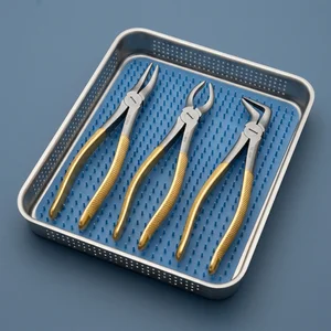 3 Pcs TC Root Tip Extraction Forceps #845 #849 #859 Diamond Dusted Gold Handle Set (090212109)