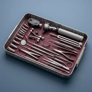 ENT Diagnostic Set for Ear, Nose, Throat Examination Maroon Kit (34-Piece Set, 10 Types)