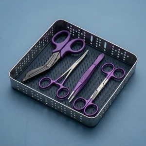 4 Pcs First Aid Paramedic Tools Set Nurse Kit - Purple (090212145)
